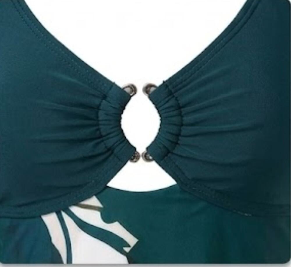 Women's Tropical Leaf Print Swim Dress Set